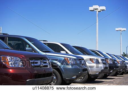 Row of new cars on lot View Large Photo Image Stock Photography - Row of new cars on lot. Fotosearch