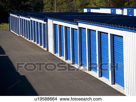Picture - Row of outdoor self storage units. Fotosearch
