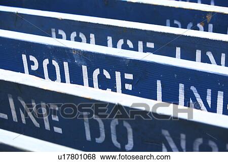Stock Photo - Row of Police Line barriers. Fotosearch