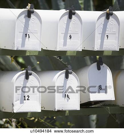 Picture - Rows of outdoor mailboxes. Fotosearch