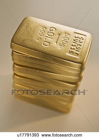 Stock Image - Stack of gold bars. Fotosearch