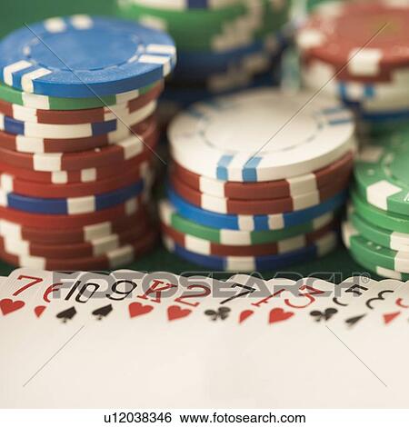 Stock Photograph - Still life of cards and chips. Fotosearch