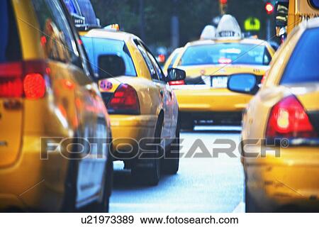 Stock Photo - taxis in New York City. Fotosearch