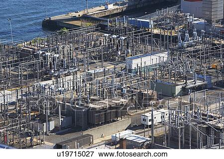 Stock Photo - Aerial view of power plant. Fotosearch