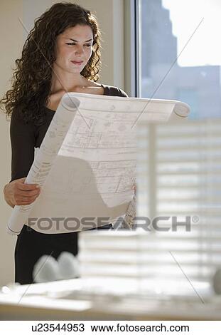 Architect viewing blueprints near building model View Large Photo Image Stock Image - Architect viewing blueprints near building model. Fotosearch