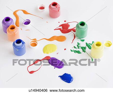 Assorted paints spilled on floor View Large Photo Image Stock Photograph - Assorted paints spilled on floor. Fotosearch