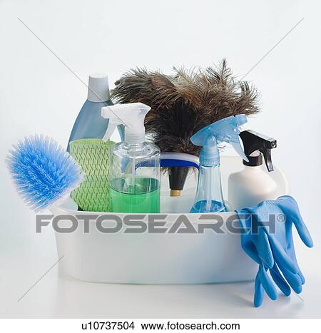 Bin of cleaning products and rubber gloves View Large Photo Image Picture - Bin of cleaning products and rubber gloves. Fotosearch
