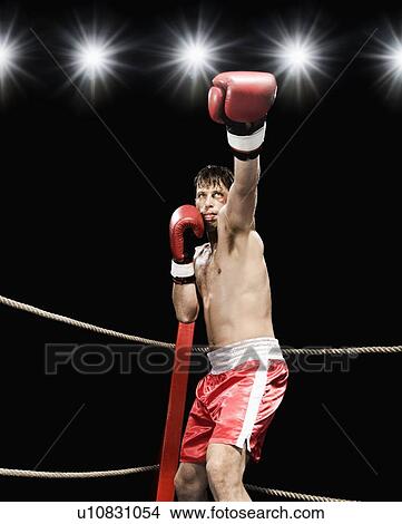 Boxer extending arm in boxing ring View Large Photo Image Picture - Boxer extending arm in boxing ring. Fotosearch