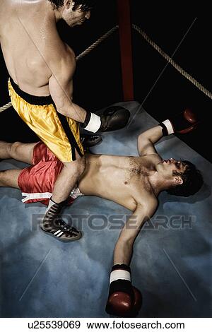 Boxer standing above knocked out opponent View Large Photo Image Stock Photo - Boxer standing above knocked out opponent. Fotosearch