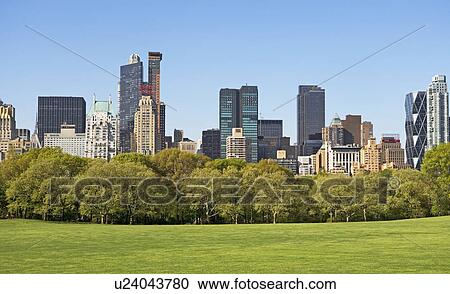 Stock Image - Buildings around Sheep’s Meadow, New York, United States. Fotosearch