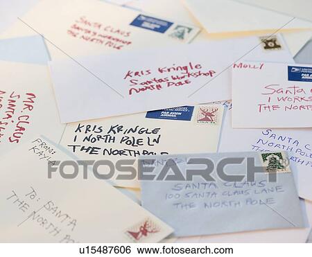 Stock Photograph - Bunch of letters to Santa Claus. Fotosearch