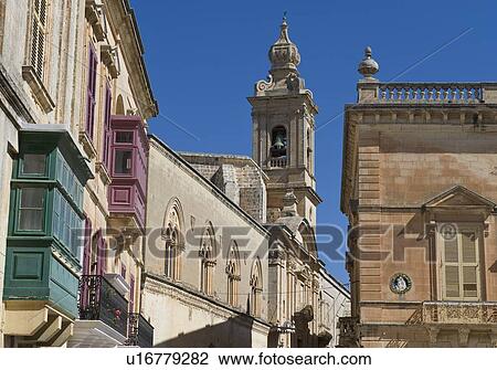 Stock Image - Carmelite church, Mdina, Malta. Fotosearch