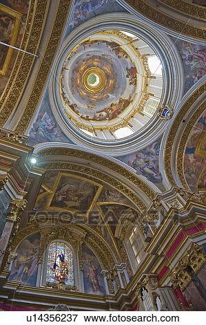 Stock Photo - Ceiling of Mdina Cathedral, Malta. Fotosearch
