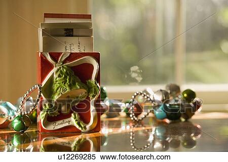 Stock Photography - Christmas decorations on table. Fotosearch