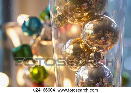Picture - Close up of Christmas ornaments. Fotosearch