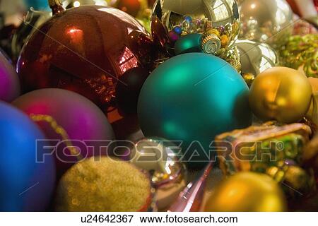 Close up of Christmas ornaments View Large Photo Image Stock Photo - Close up of Christmas ornaments. Fotosearch