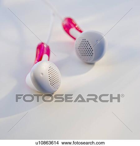 Picture - Close up of ear buds. Fotosearch