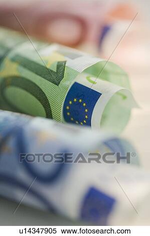 Stock Photography - Close up of euros. Fotosearch
