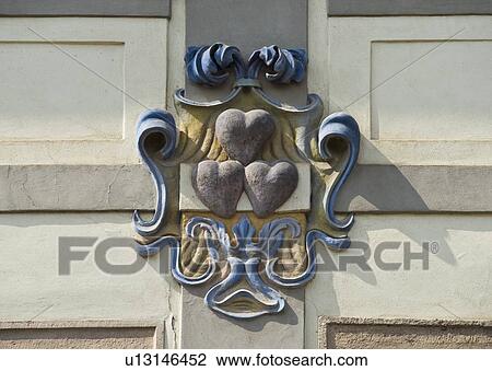 Close up of heart emblem on house View Large Photo Image Stock Image - Close up of heart emblem on house. Fotosearch