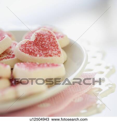 Close up of heart shaped cookies View Large Photo Image Stock Image - Close up of heart shaped cookies. Fotosearch
