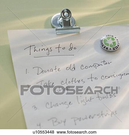 Stock Photo - Close up of list. Fotosearch