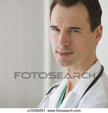 Stock Image - Close up of male doctor. Fotosearch