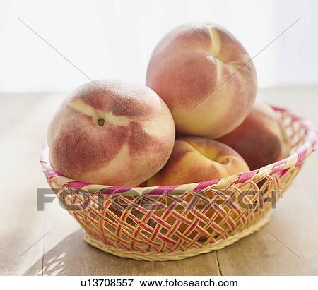 Close up of peaches in basket View Large Photo Image Stock Photo - Close up of peaches in basket. Fotosearch
