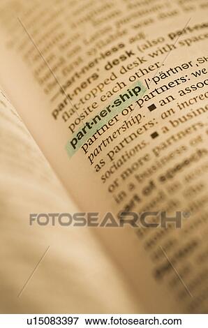 Stock Photo - Definition of partnership in dictionary. Fotosearch