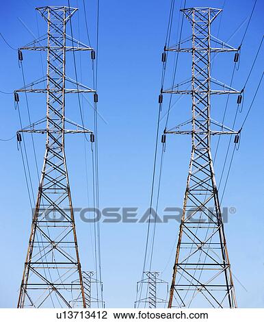 Stock Image - Electricity pylons. Fotosearch
