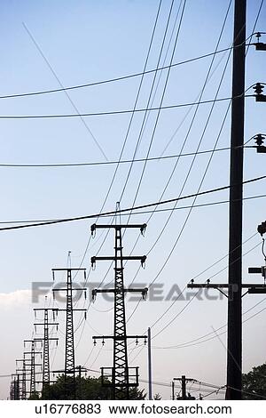 Stock Image - Electricity pylons. Fotosearch