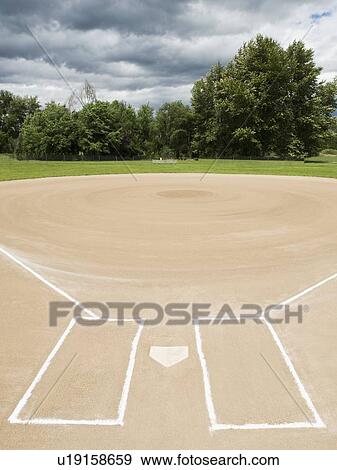 Stock Photo - Empty baseball diamond. Fotosearch