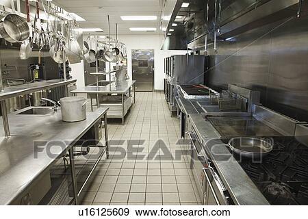 Stock Photo - Empty commercial kitchen. Fotosearch