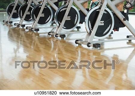 Exercise bikes in a row View Large Photo Image Stock Image - Exercise bikes in a row. Fotosearch