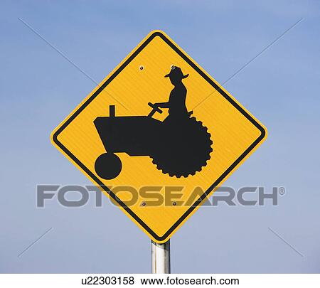 Stock Photo - farmer on tractor sign. Fotosearch