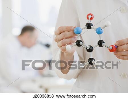 Female scientist holding molecular model View Large Photo Image Stock Photo - Female scientist holding molecular model. Fotosearch