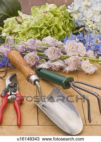 Flowers and gardening supplies View Large Photo Image Stock Image - Flowers and gardening supplies. Fotosearch