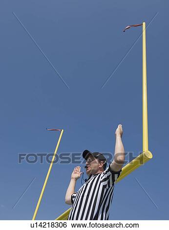 Football referee calling field goal View Large Photo Image Stock Photograph - Football referee calling field goal. Fotosearch