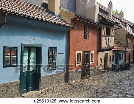 Stock Photograph - Golden Lane at Prague Castle. Fotosearch