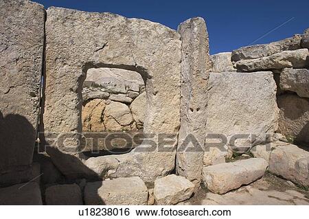Stock Photograph - Hagar Qim, Megalithic temple, Malta. Fotosearch