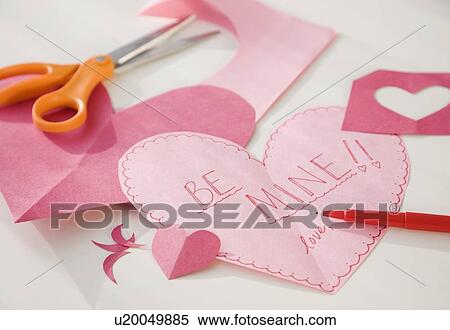 Home-made valentine next to scissors View Large Photo Image Stock Photography - Home-made valentine next to scissors. Fotosearch