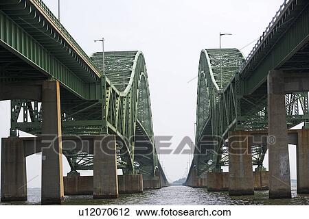 Stock Image - Identical steel bridges . Fotosearch