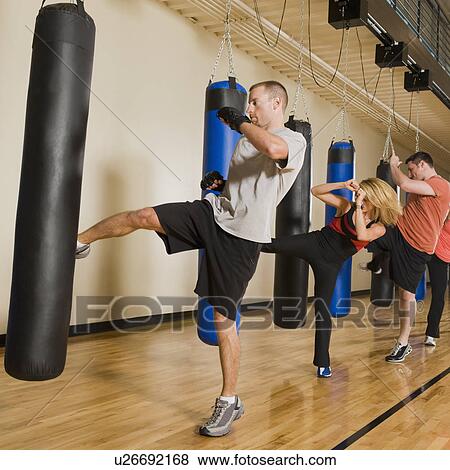 Kickboxing class View Large Photo Image Stock Photo - Kickboxing class. Fotosearch