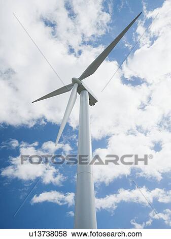 Stock Photo - Low angle view of wind turbine. Fotosearch