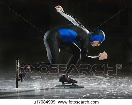 Male speed skater on ice View Large Photo Image Stock Photo - Male speed skater on ice. Fotosearch
