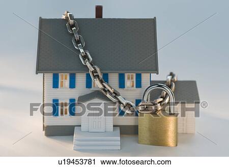 Model house locked with chain View Large Photo Image Stock Image - Model house locked with chain. Fotosearch