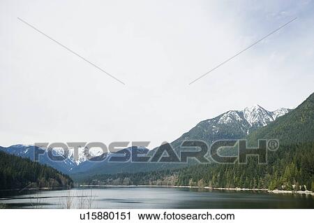 Stock Image - Mountains and lake, Vancouver, British Columbia, Canada. Fotosearch