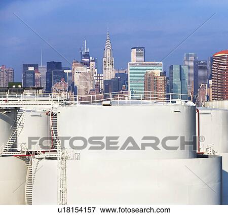 Stock Photo - New York City, oil tanks. Fotosearch