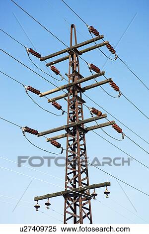 Old electricity pylon View Large Photo Image Stock Photography - Old electricity pylon. Fotosearch