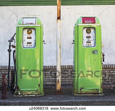 Stock Photo - Old-fashioned gas pumps. Fotosearch