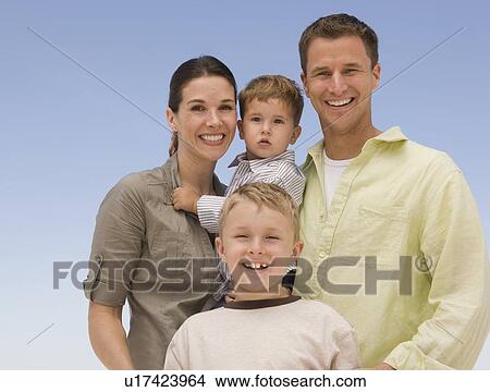 Picture - Portrait of family with two children. Fotosearch